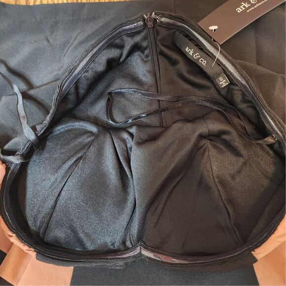 NWT Ark & Co Art Deco Strapless Bodycon Brown Black Sexy Cocktail Dress, Small - Picture 8 of 9